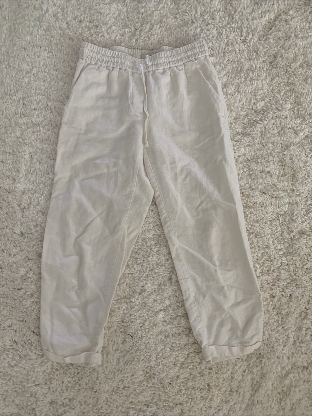 J. Crew Off-White Linen Drawstring Joggers